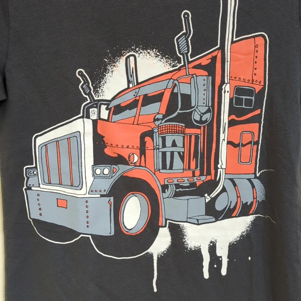 The Children's Place Gray Big Rig Truck Graphic Tee Size  Medium 7/8